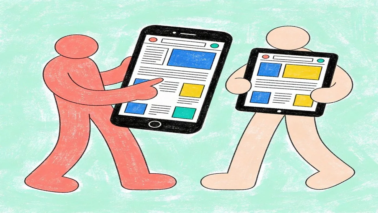 Mobile-first responsive design with people using phones and tablets